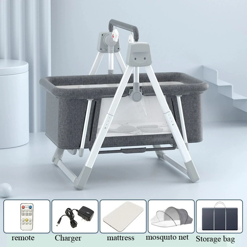 Smart Baby Rocker Cradle - Wireless Music, Variable Speed, Foldable Aluminum Stand, Detachable Bassinet with Time & Manual Mode S5c32188963a342e2a9c2ee1556c66ba80