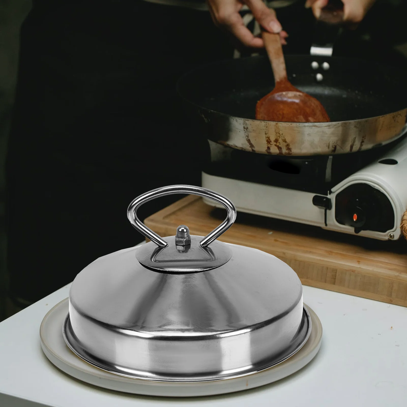 

Cover Lid Dome Pot Steamer Basting Pan Food Lids Cooking Steaming Melting Metal Replacement Steam Skillet Wok Iron Universal