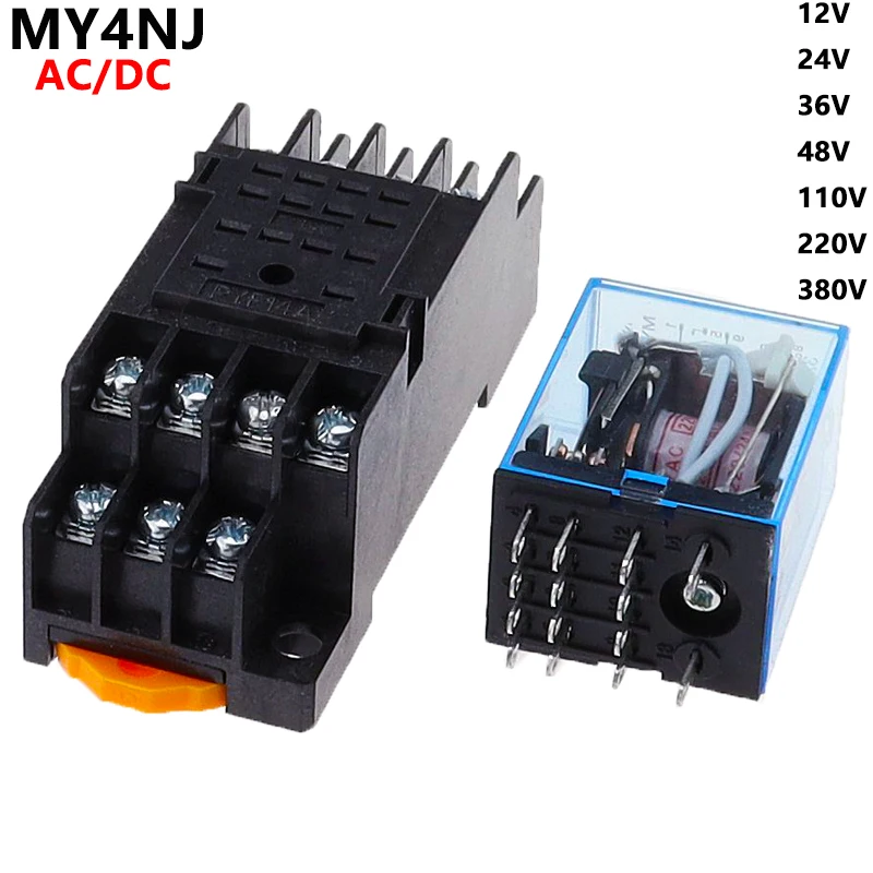 12A SPDT 5-Pin Power Relay – Works On 12V/24V DC Or 220V AC, Includes Socket