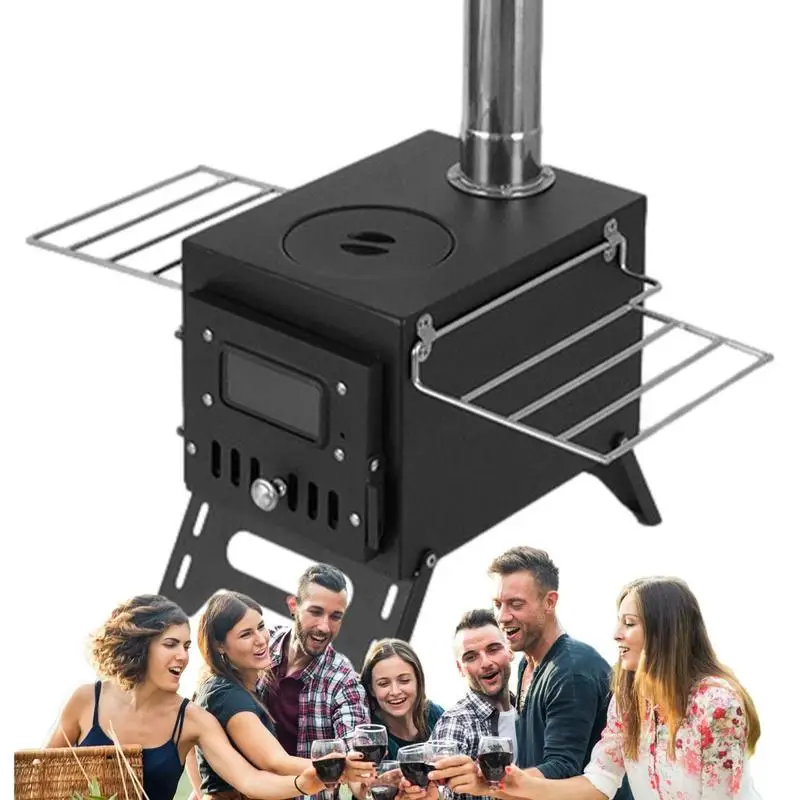 

Camping Tent Wood Stove Outdoor FireWood Stoves Portable Folding Wood Heater Burning Carbon Steel BBQ Grill Camping Supplies