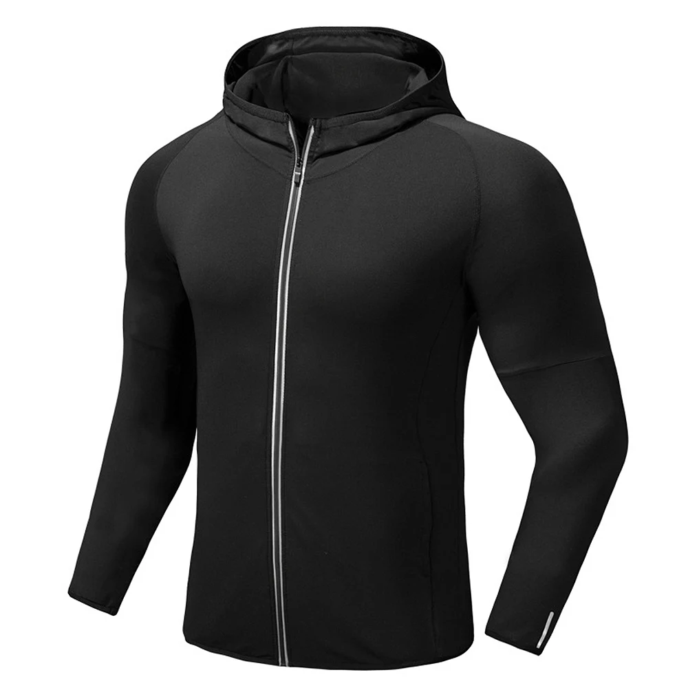 

Men's Running Fitness Sportswear Fashion Night Run Reflective Long-sleeved Jacket Quick-dry Hooded Coat