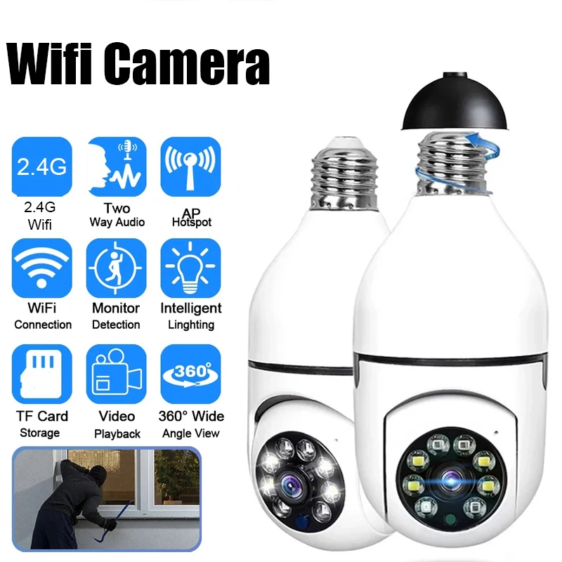 TERUHAL WiFi IP Kamera E27 Bulb Cam 3MP Wireless Baby Monitor AI Tracking Sicherheit Video Überwachung Pet Cam SmartLife Indoor