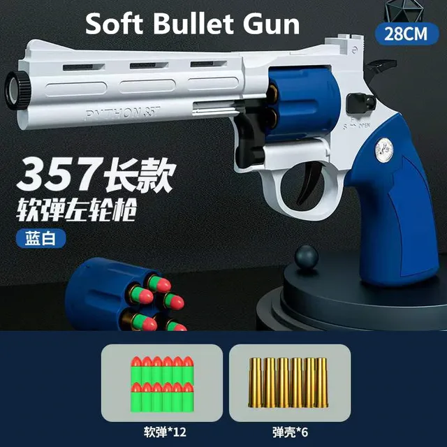 Children's Toy Soft Bullet Gun Shell Ejection Soft Bullet Gun Revolver Model Alloy Wheel 12pcs Bullet For Boys Children Gift 1