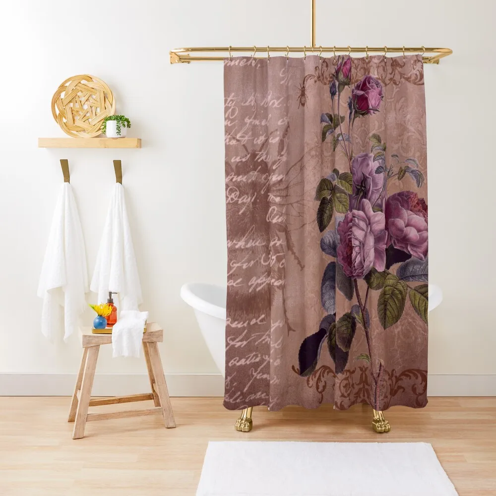 

Rose Vintage Yet Rustic Floral Print Shower Curtain Accessories For Shower And Services Luxury Bathroom Shower Curtain