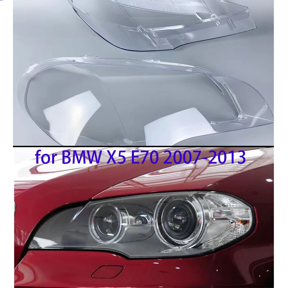 Compatible For BMW X5 E70 2007-2013 Car Front Headlight Glass Headlamps Transparent Lampshade Lamp Shell E70 Headlight Cover Lens (Color : Left And Right