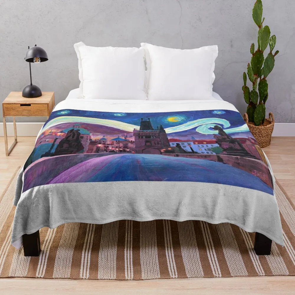 

Starry Night in Prague Throw Blanket Loose Blanket