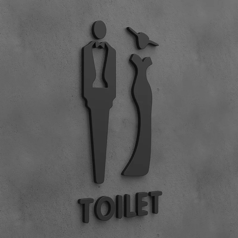 Toilet deur teken zwart en goud kleur toilet bord plaat 3D acryl wasruimte deur muur label sticker wc houder bewegwijzering bord kunst hotel huisdecoratie toilet borden voor deur (kleur: 21, maat: 10