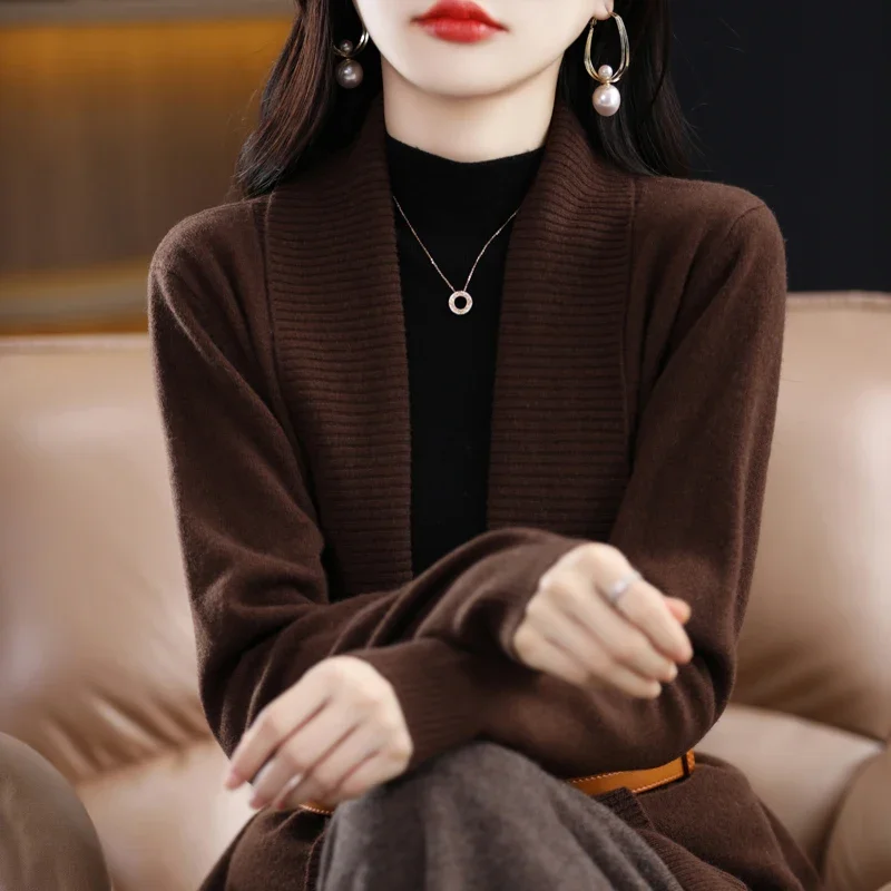 여성용 V넥 니트 스웨터, 한국 패션, 가디건, 스웨터, 스웨터, Invierno 2023, G403