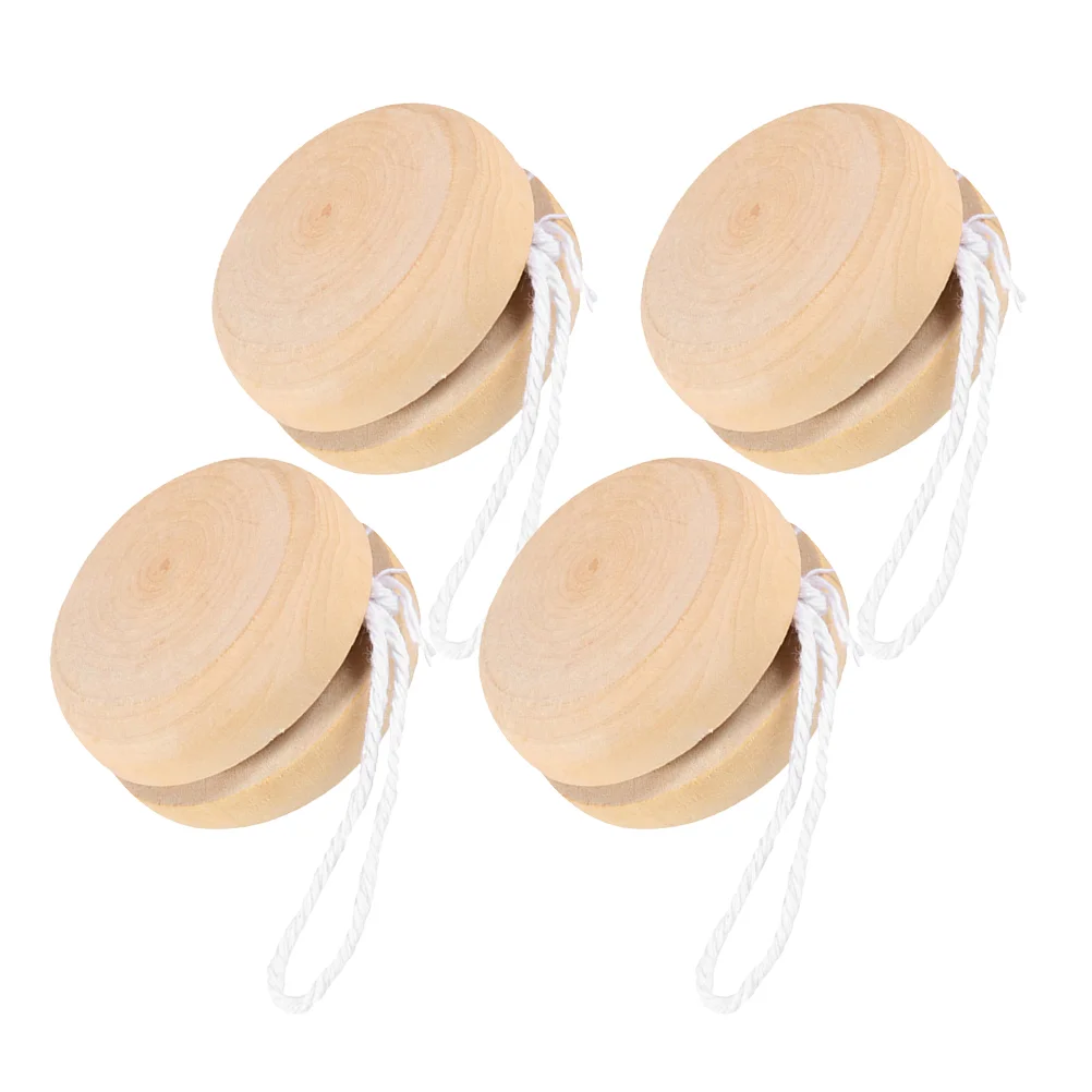 

4 Pcs Yo-Yo Blank Balls Yoyo Graffiti DIY Cognitive Playthings Wooden Painting Toddler