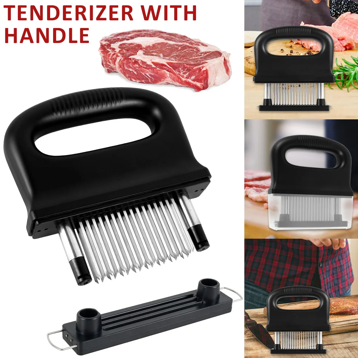 

New Meat Tenderizer with 48 Stainless Steel Ultra Sharp Needle Blades Black Detachable Heavy Duty Cooking Machine for