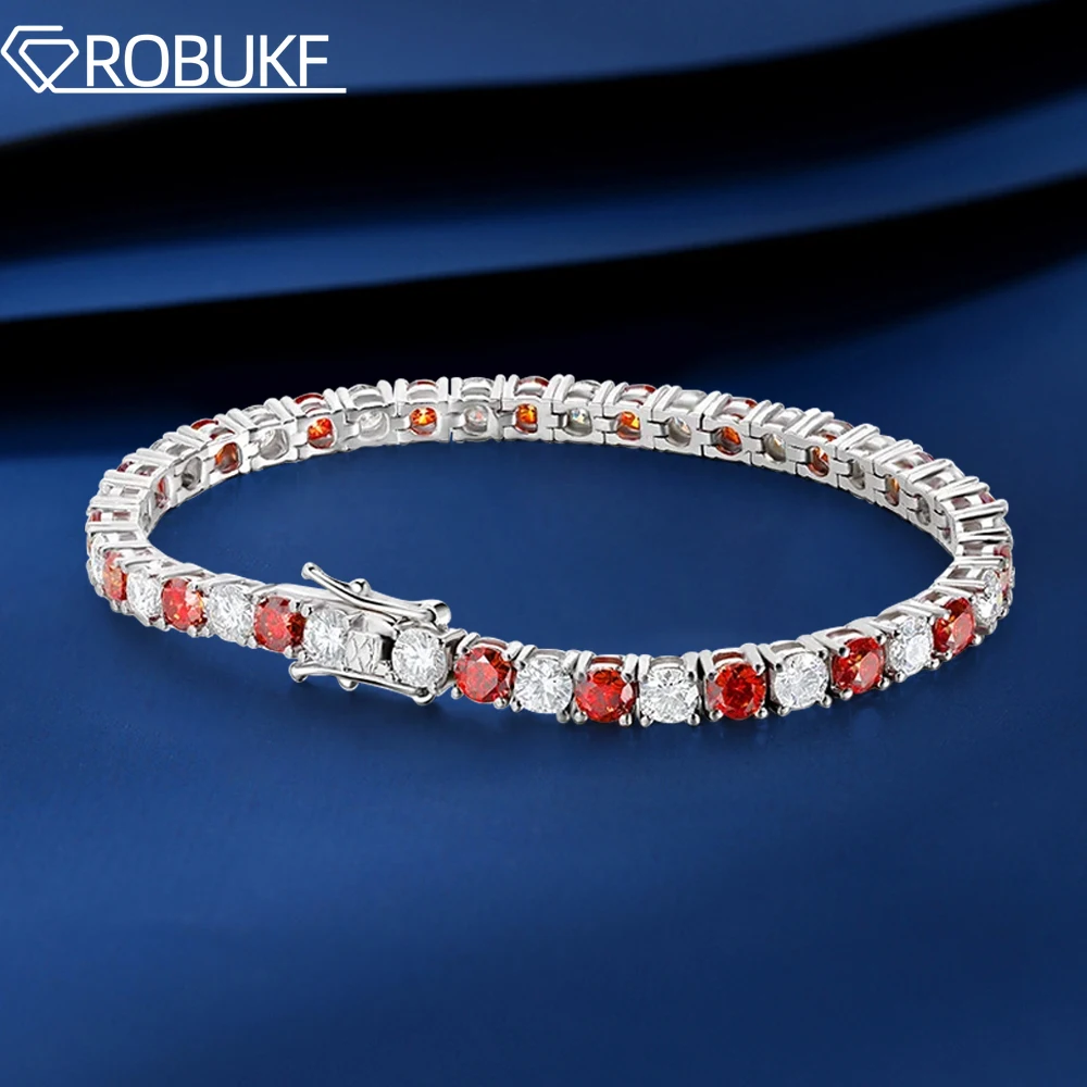 

D Color VVS Moissanite Tennis Bracelets for Women Men Red White Diamond Original S925 Silver Jewelry Bracelet With GRA Certified