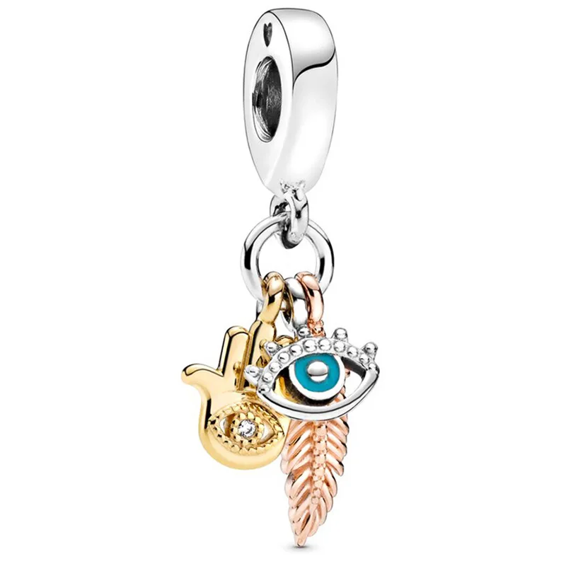 

Fit Pandora Evil Eye Charm Hamsa All-seeing Eye & Feather Spirituality Pendant for Jewelry Making Women Bracelet Accessories DIY