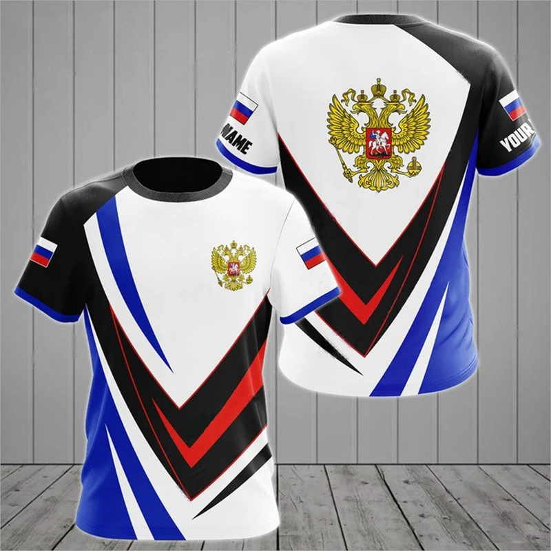 

Russia Men's T-shirts Casual Loose Round Neck Russian Flag Short Sleeved Tops Tees Men's Clothing Oversized T-shirt Streetwear
