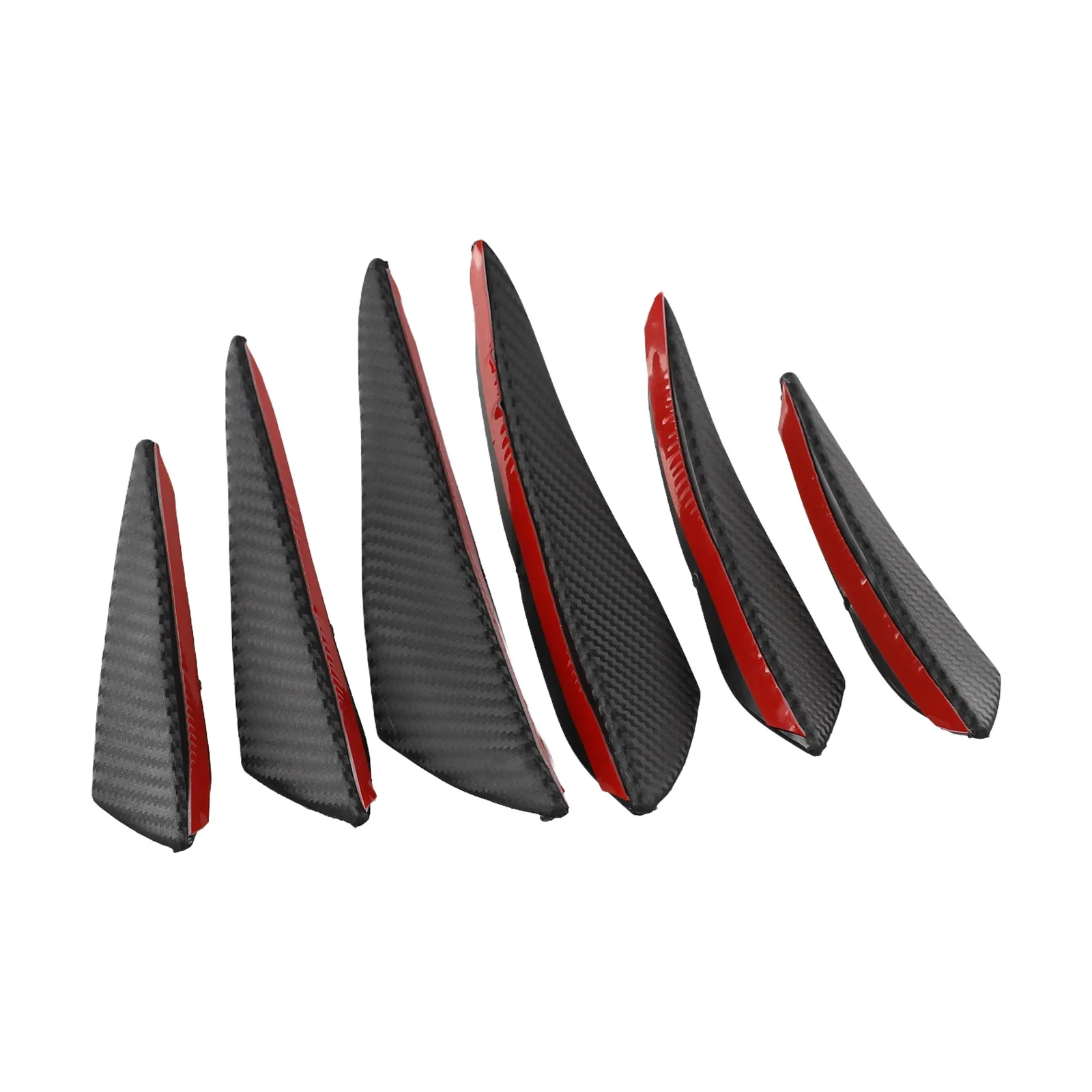 

6PCS Car Bumper Strip Car Front Bumper Lip Splitter Fins Universal Fitment Body Spoiler Canards Carbon Fibe Auto Accessories