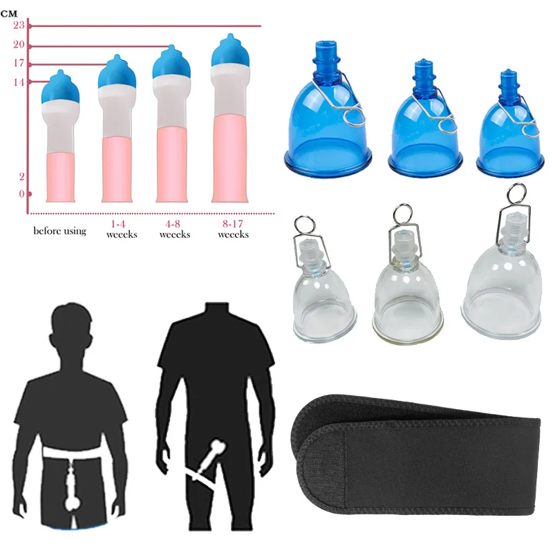 

Penis Enlarger Pump Extender Enhancer Enlargement Sex Toys For Men Dick Stretcher Bigger Vacuum Cup Hanger Trainer Masturbators