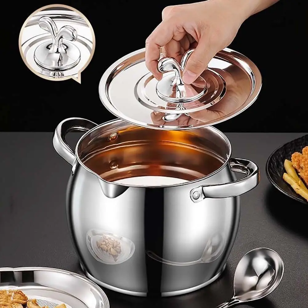 1.5/3.5L Oil Filter Pot Large Capacity Stainless Steel Cooking Oil Strainer Lard Strainer Storage Container Oil Bottle Kitchen