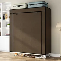 Armoire Portable avec 6 Étagères Suspendues, Rangement dans la Chambre, Juste Non Tissée, Marron, Expert 5