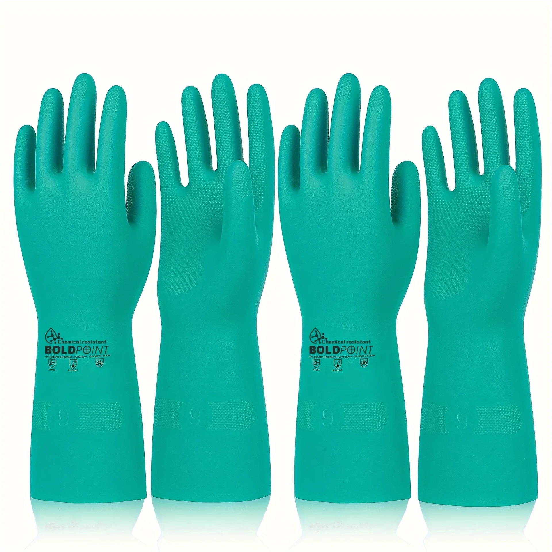 

2 Pairs Reusable Nitrile Gloves - Extra Thick, Long Sleeve, for Dishwashing, Gardening, Pet Care, Chemical & Latex Free