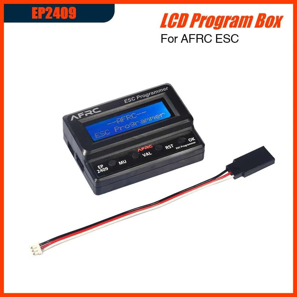 Programmateur LCD AFRC EP2409 connecté à un contrôleur RC via le câble de programmation