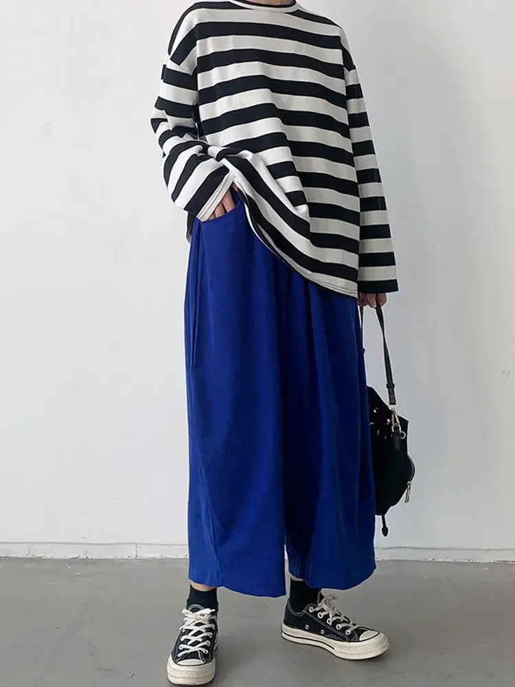 2023 가을 캐주얼 하렘 바지 여성 코튼 하이 웨이스트 바지 레트로 루즈 블루머 여성 오버 사이즈 바지 헐렁한 스웨트 팬츠