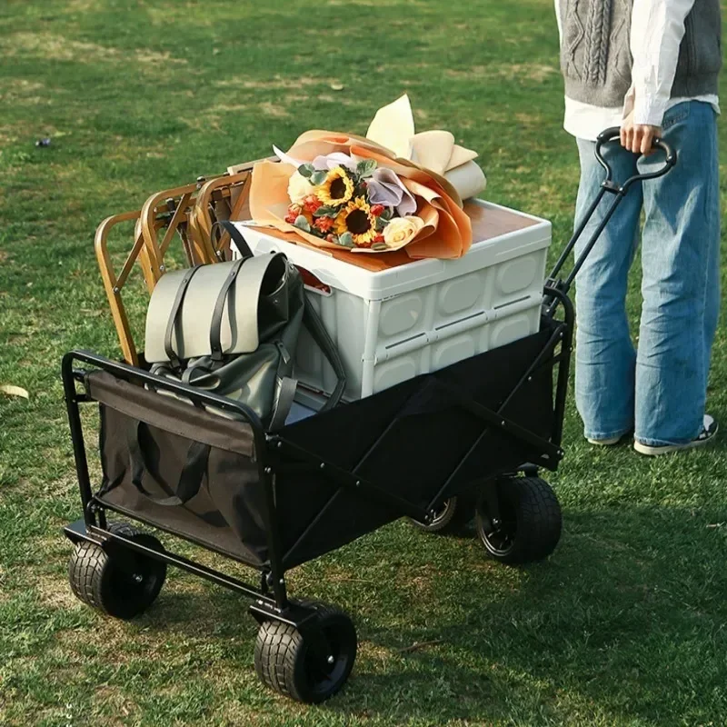 Oversized Household Beach Garden Carts Large Capacity Camp Trailer Foldable Barbecue Trolley Outdoor Picnic Camping Small Cart