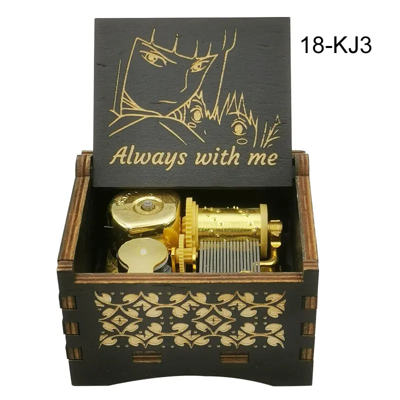 Spirited Chihiro Away Wooden Music Box Always-With-Me Laser Engraving Clockwork Type /Hand-operated Type Home Decoration Gift