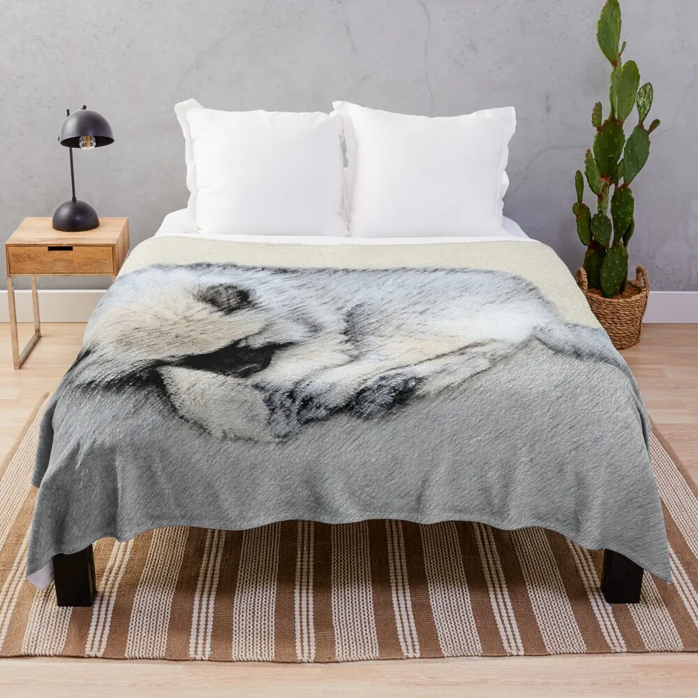 

Keeshond Puppy (Sleeping) Throw Blanket Thermal Blankets For Travel