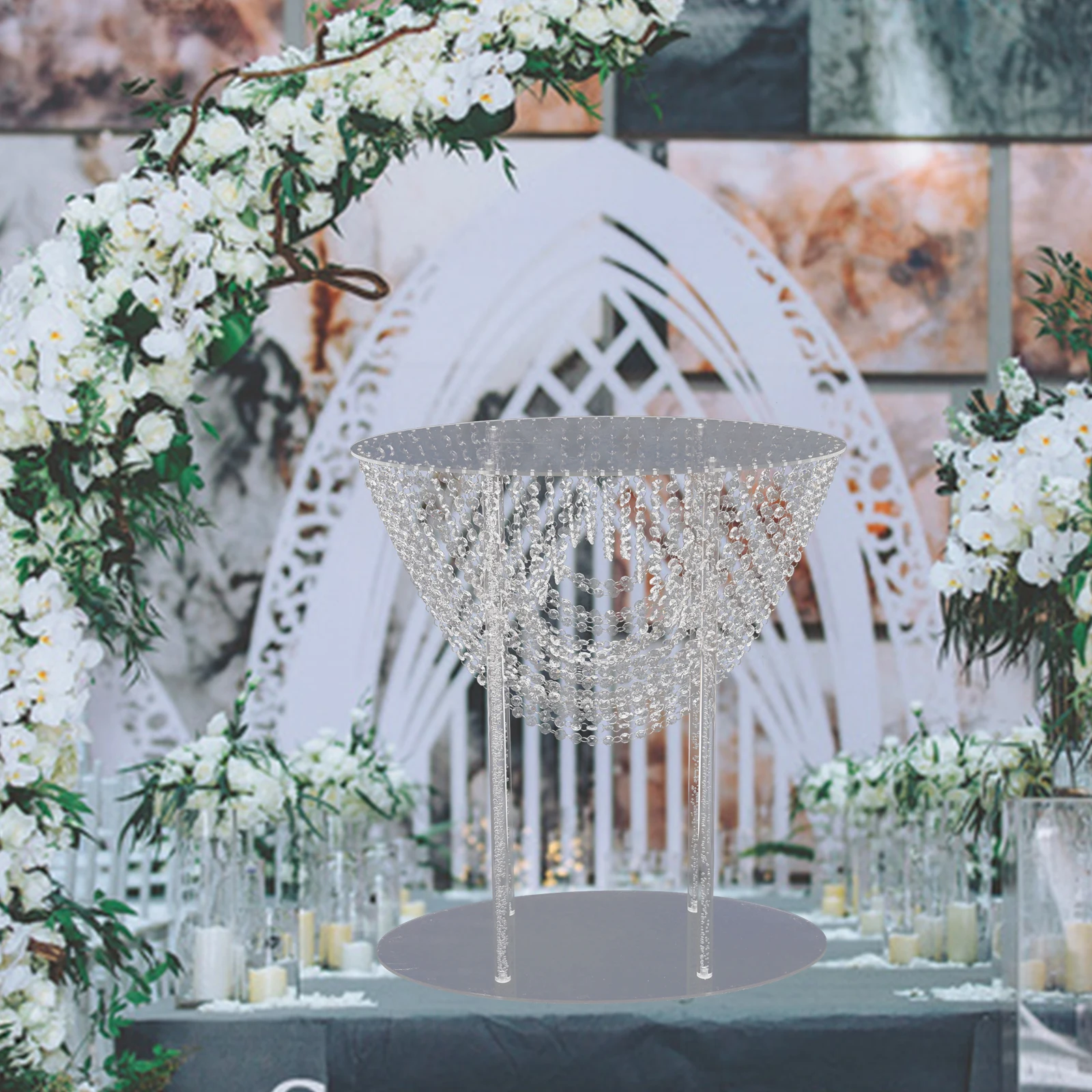 Tabletop Crystal Flower Stand Wedding Table Decoration Acrylic Floral Vase Display Rack 2pcs