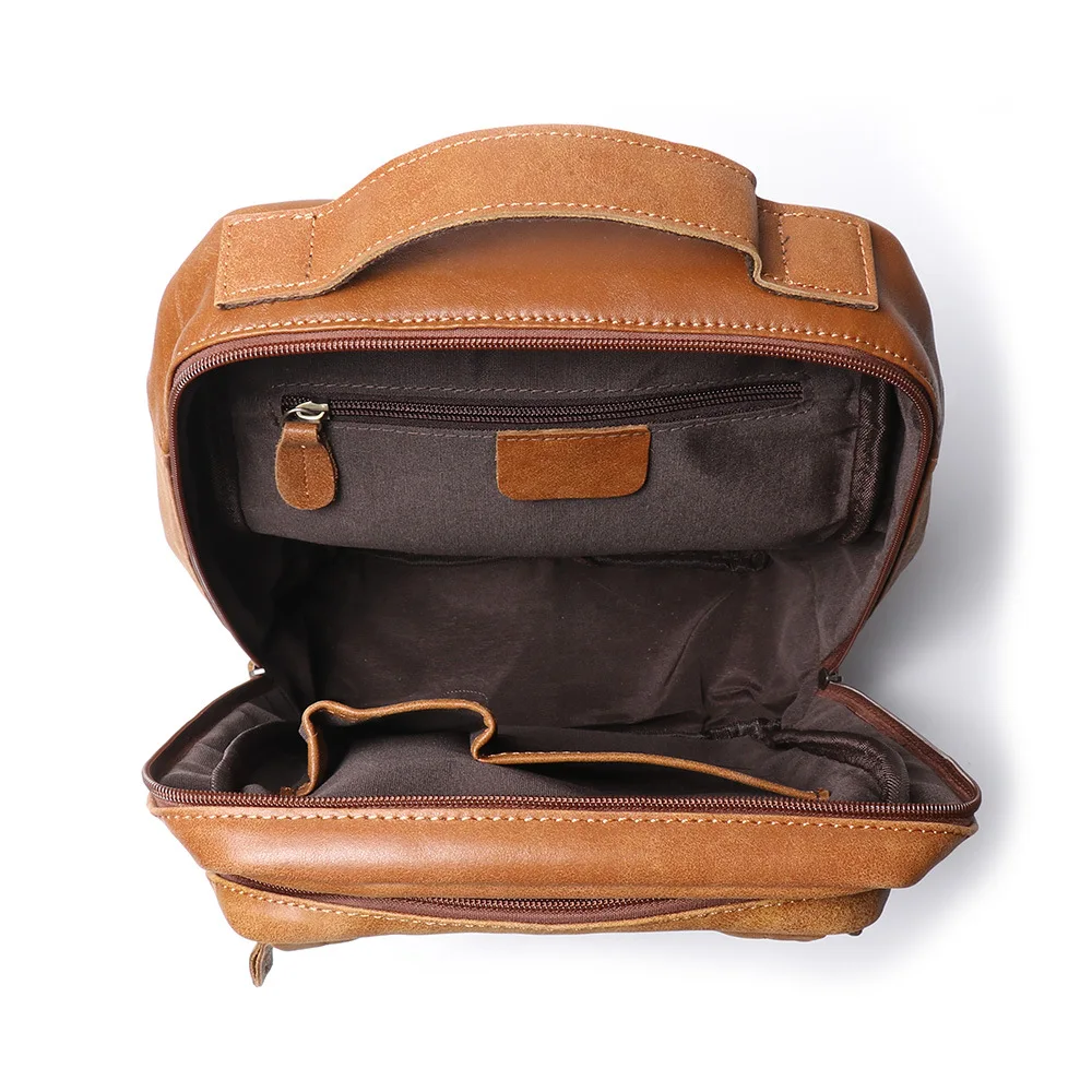New Men Real Cow Leather 13 inch Laptop Backpack Fashion Travel Backpacks Shoulder Bag Big School Bagpack Boys College Daypack 5