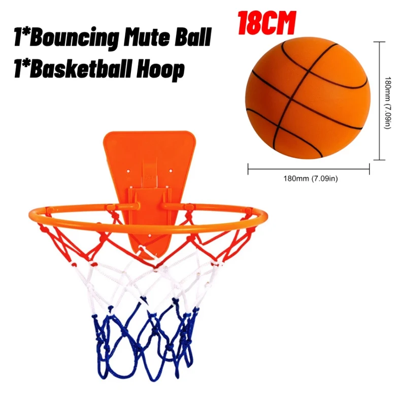 Baloncesto silencioso con aro de baloncesto, pelota silenciosa de rebote  alto, práctica de interior, 24cm, Tamaño 7, envío directo