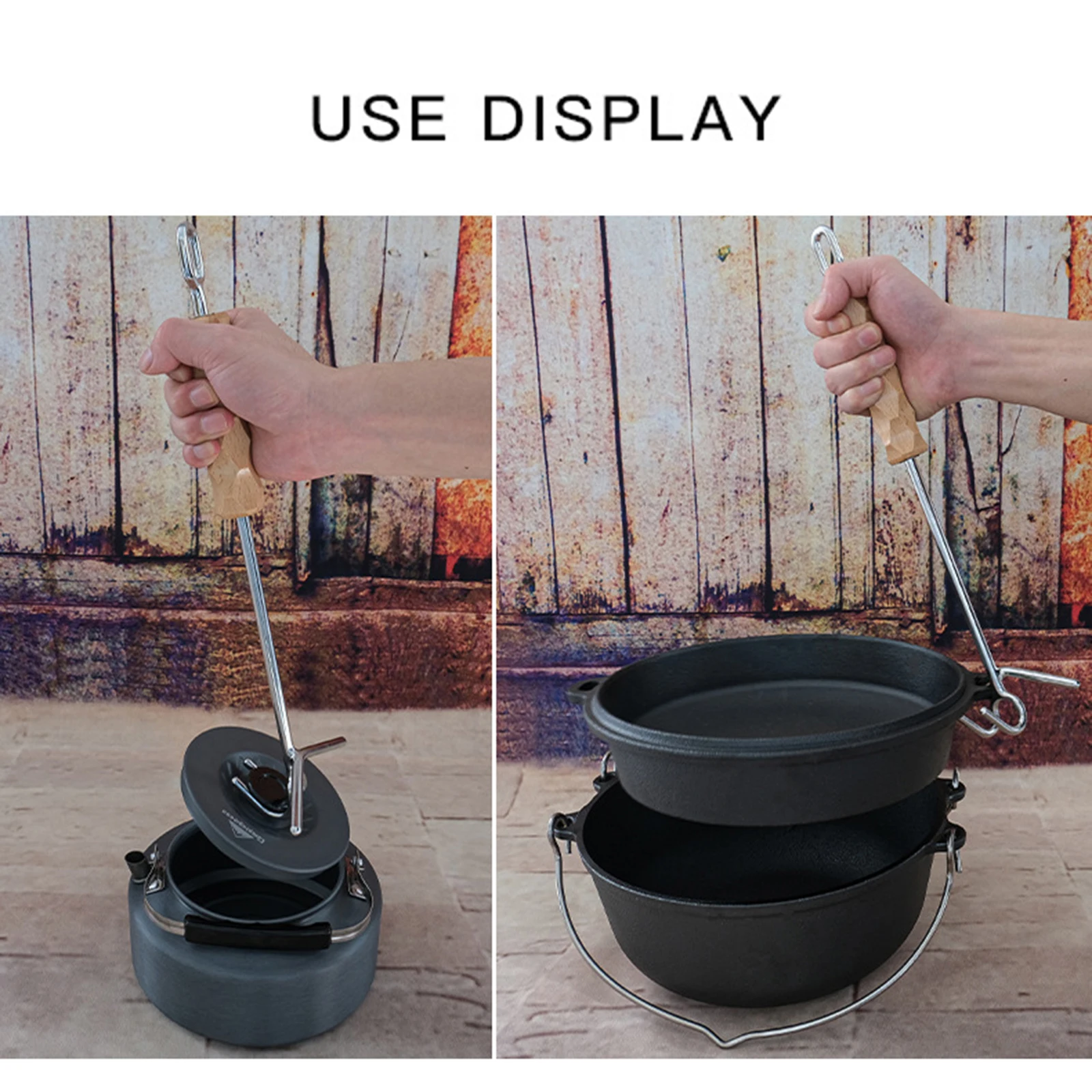 Dutch Oven Lid Lifter for Outdoor Campfire Cooking. the Lid Shown is for a  Standard Cast Iron Pot and is Not Included. 