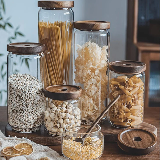 Borosilicate Glass & Acacia Wood Food-Storage Containers