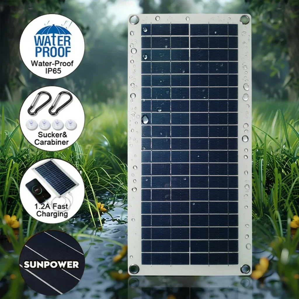 Solar Charger Waterproof Portable - 5V 35W USB Fast Charging for Phones Outdoor Camping RV & Emergency Power Supply EESBAO