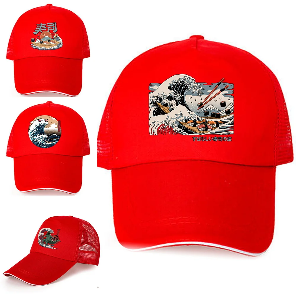 

Outdoor Golf Fishing Hats for Men Quick Dry Wave Print Women Men Baseball Caps Adjustable Sport Summer Sun Breathable Mesh Hats