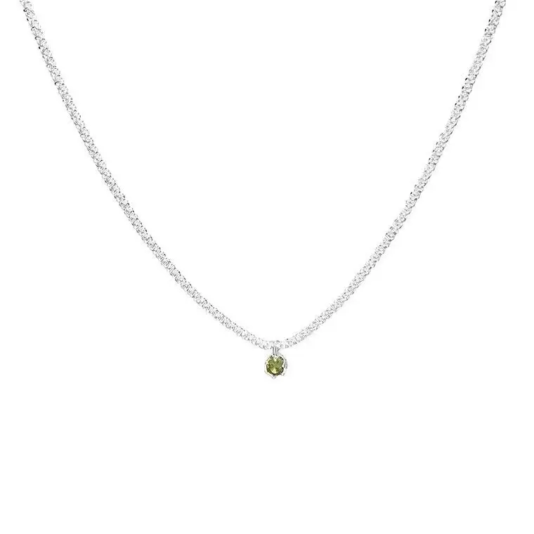 

S925 Sterling Silver Starry Necklace Female Olive Green Clavicle Chain