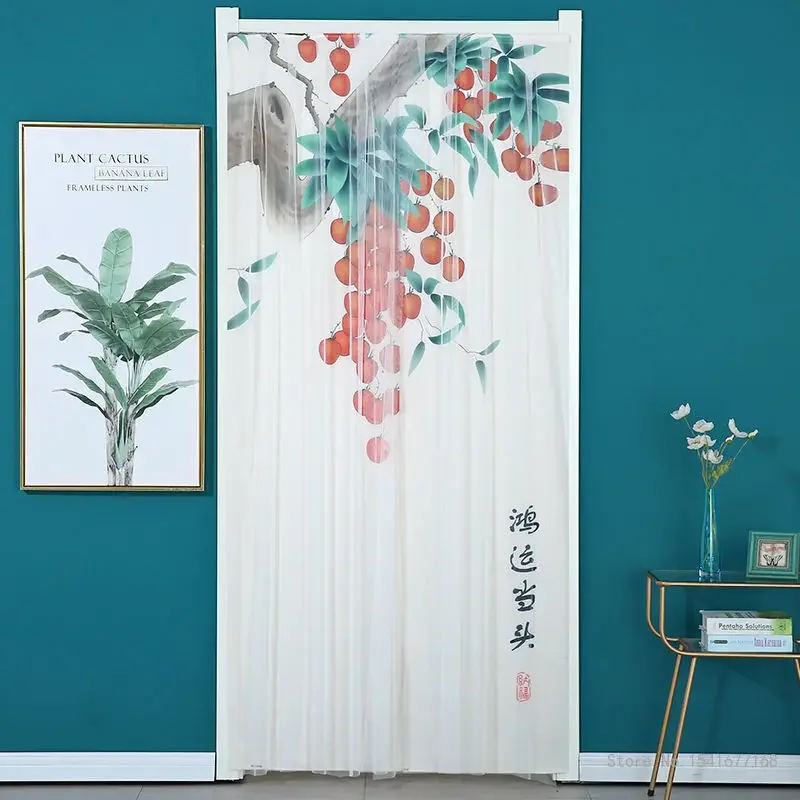 Printed Mosquito Resistant Door Curtain Universal for All Seasons Bedroom Study Children's Room Decor Partition No Punching, 1Pc