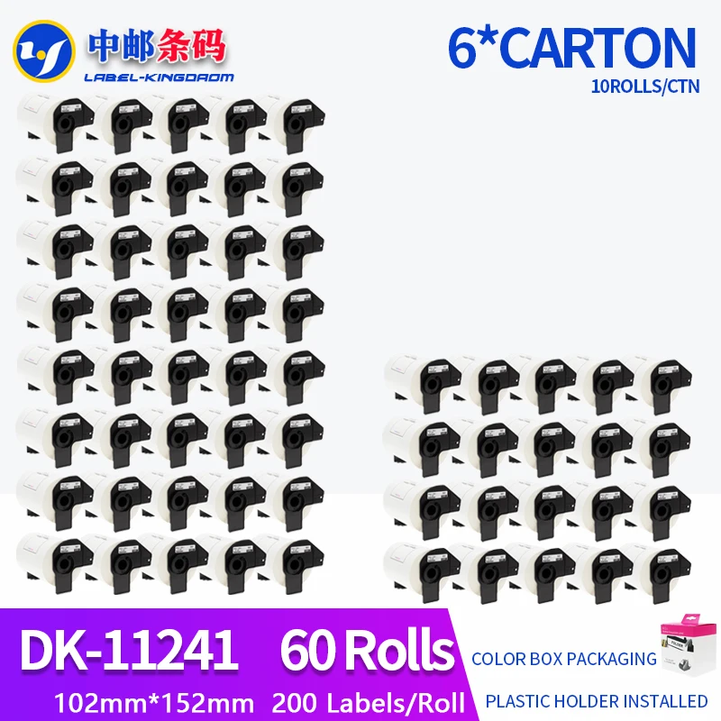 

60 Rolls Generic DK-11241 Label 102*152mm 200Pcs Compatible for Brother Printer QL-1050/1060N All Come With Plastic Holder