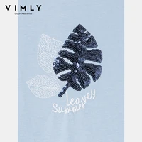 VIMLY T-shirts à manches longues pour femme, col rond, automne 2026, décontractés, brodés de fleurs, hauts amples en tricot pour femme A2960 5
