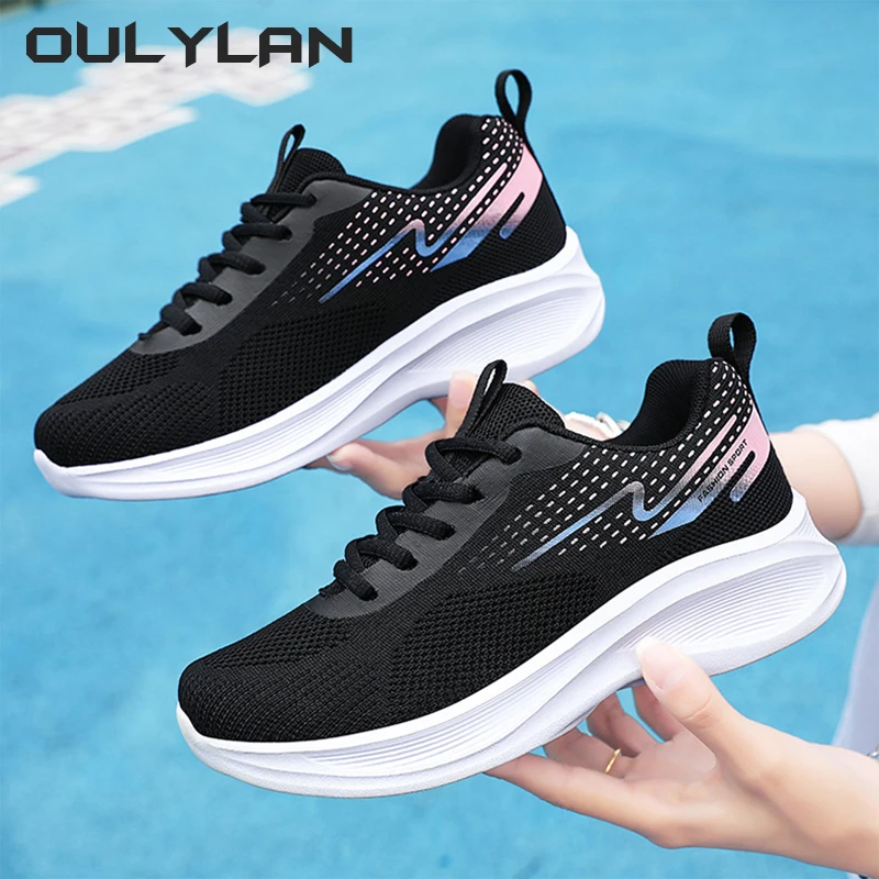 Sneakers Running Shoes Fashion Breathable Elastic for Women Female Spring Casual Flying Weaving Sports Shoes