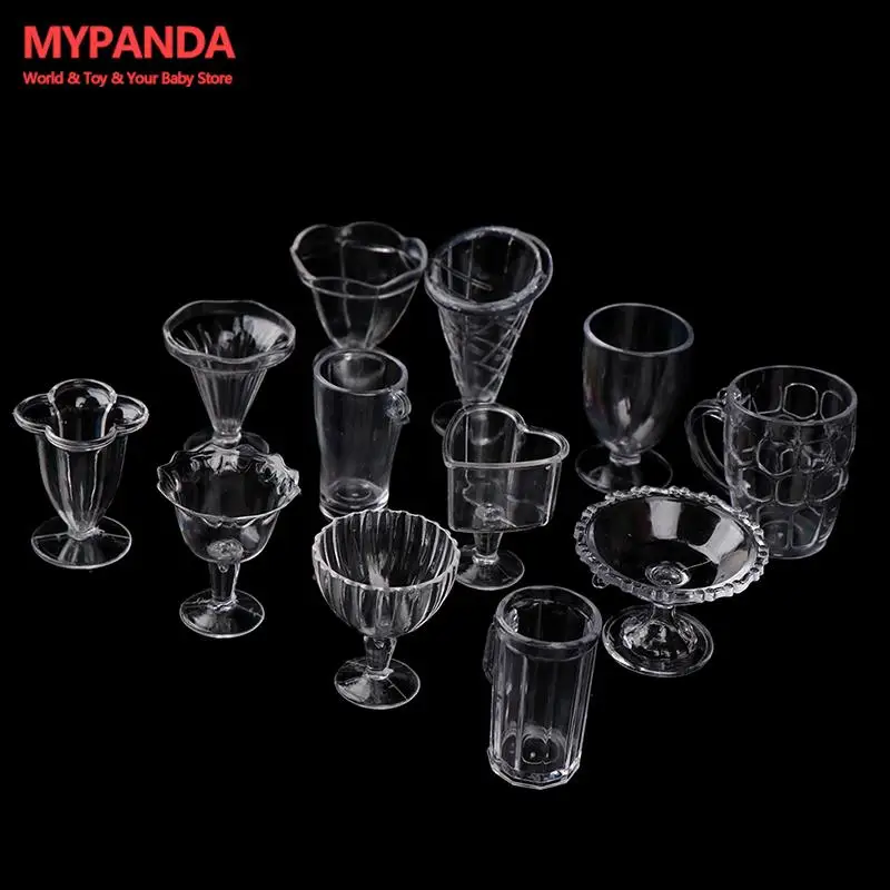 

12 шт./компл. 1:12 кукольный домик мини прозрачный DIY ролевые игры кухонная посуда игрушка чашки для напитков блюдо миниатюрные столовые приборы