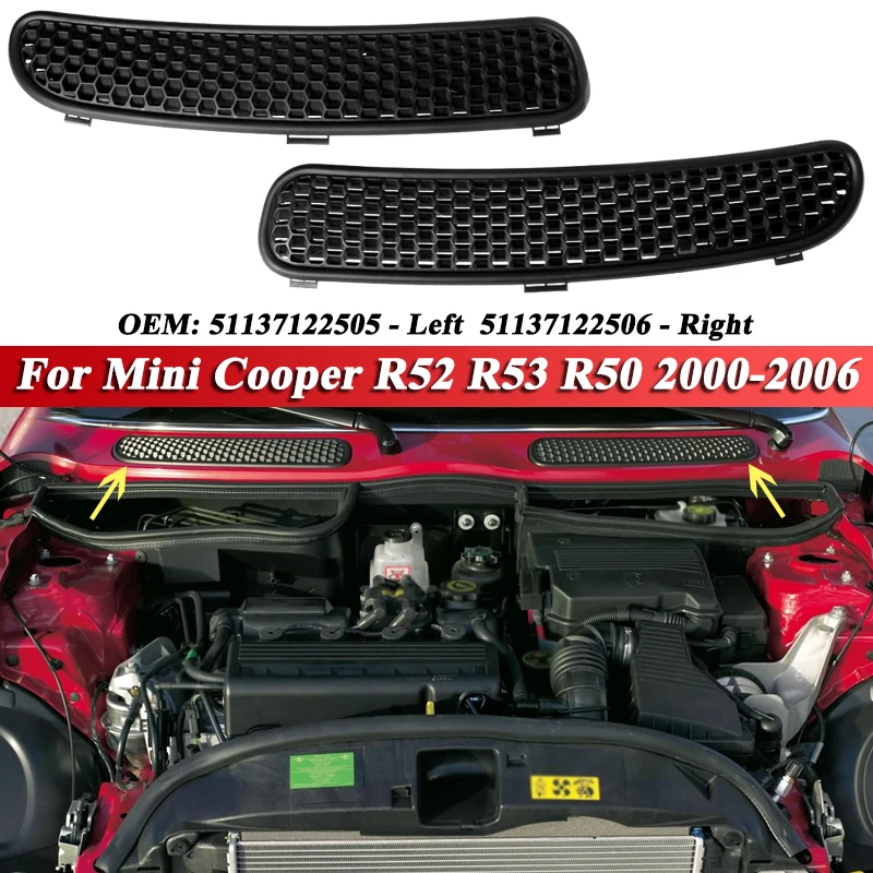 2000-2006 미니 쿠퍼 R52 R53 R50 후드 스컬릿 벤트 윈드실드 카울 그릴 ..