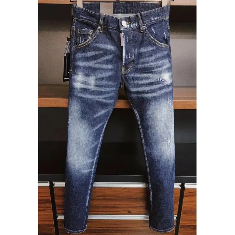 100 chareiharper Men's stretch skinny denim shorts High quality luxury brand Men's street slim jeans classic jeans