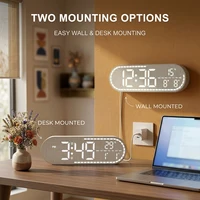 Large Digital Wall Clock Temperature and Date Week Display Electronic LED Table Alarm Clocks Brightness Adjustable 12/24H Format 4