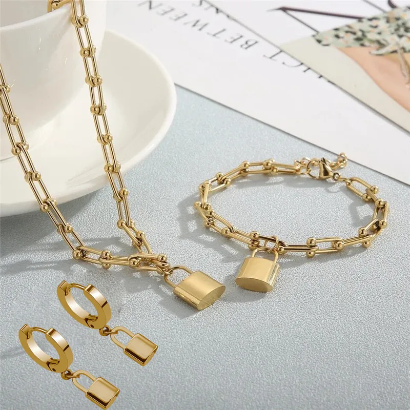 Stainless steel necklace and bracelet set best sale