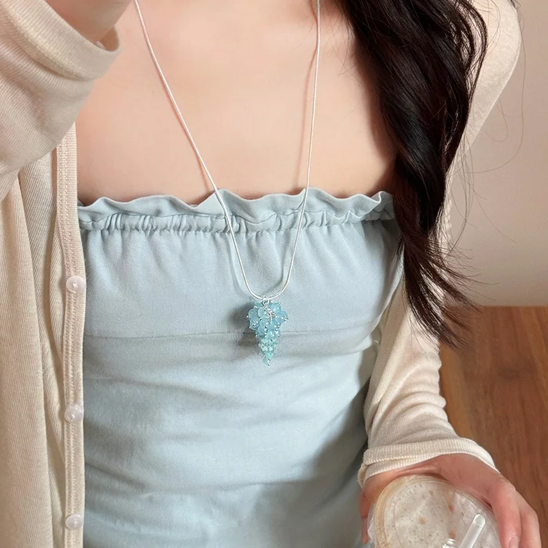 Women's Long Adjustable ape Bead Nelace Faionable Korean Sle Ins Versatile Clavicle Chain Accory Fre Outlined