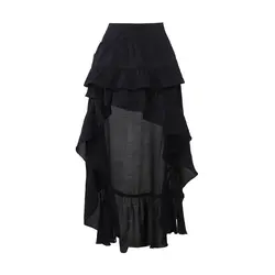 Gothic Kawaii Black Tiered Skirt with Irregular Hem - Retro 90s Inspired Party Fashion - XXL (3007)