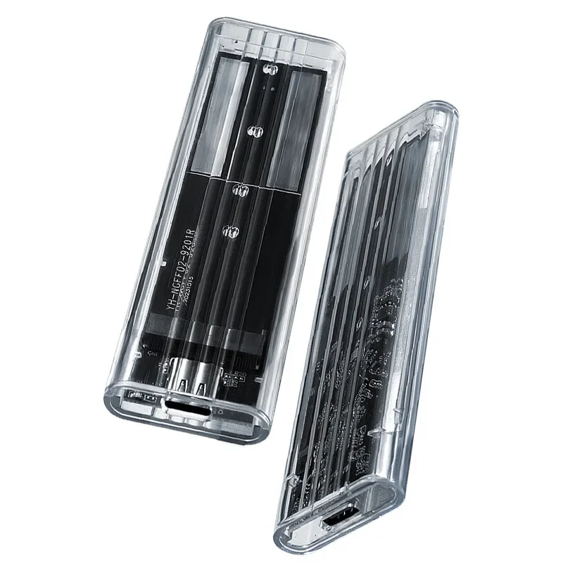 Transparent Type-C SSD Enclosure with USB 3.1 (10Gbps) and M.2 NVMe/SATA Compatibility