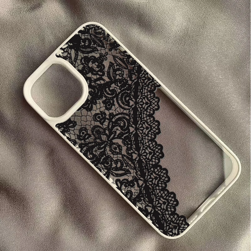 Trendy Lace Polka Dot Shockproof Phone Case – Transparent TPU Protective Back Cover