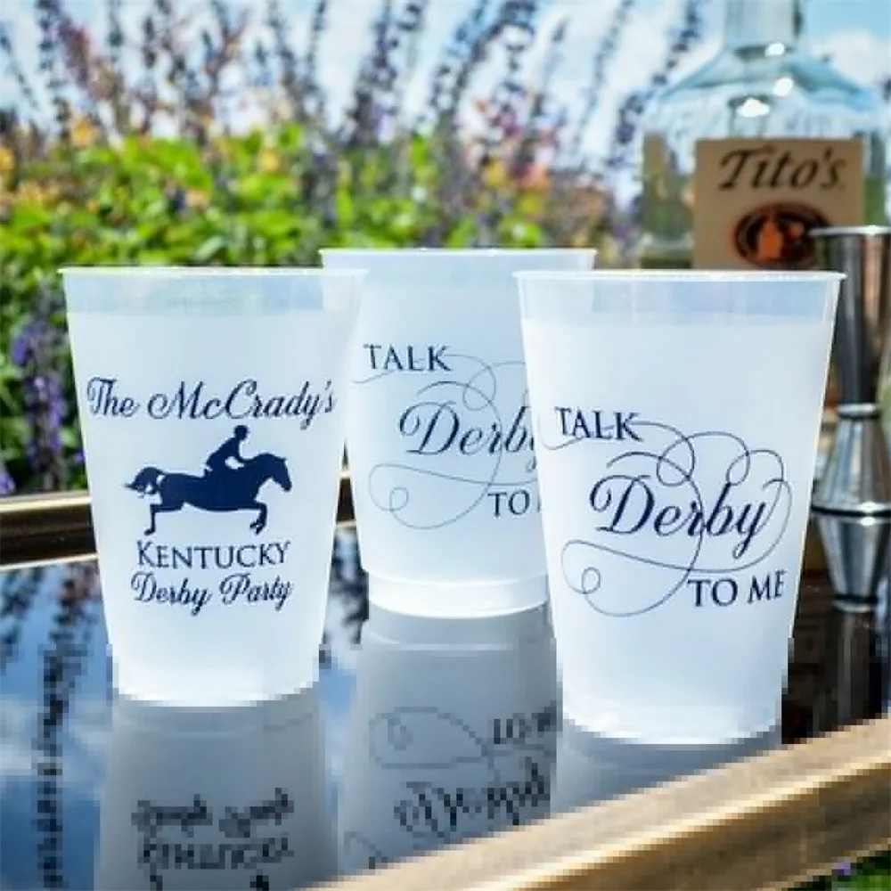 

Derby Party Cups, Talk Derby To Me, Custom Plastic Cups, Printed Party Cups, Personalized Shatterproof Cups, Frost Flex Cups, We