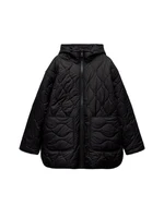 TRAF Women's New Hooded Jacket Autumn and Winter Zipper Long Sleeve Warm Solid Color Cotton Clothing Fashionable Women's Tops 2